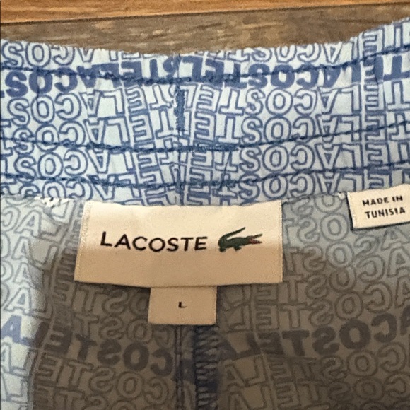 Lacoste Patterned Blue Swim Trunks - Picture 2 of 3